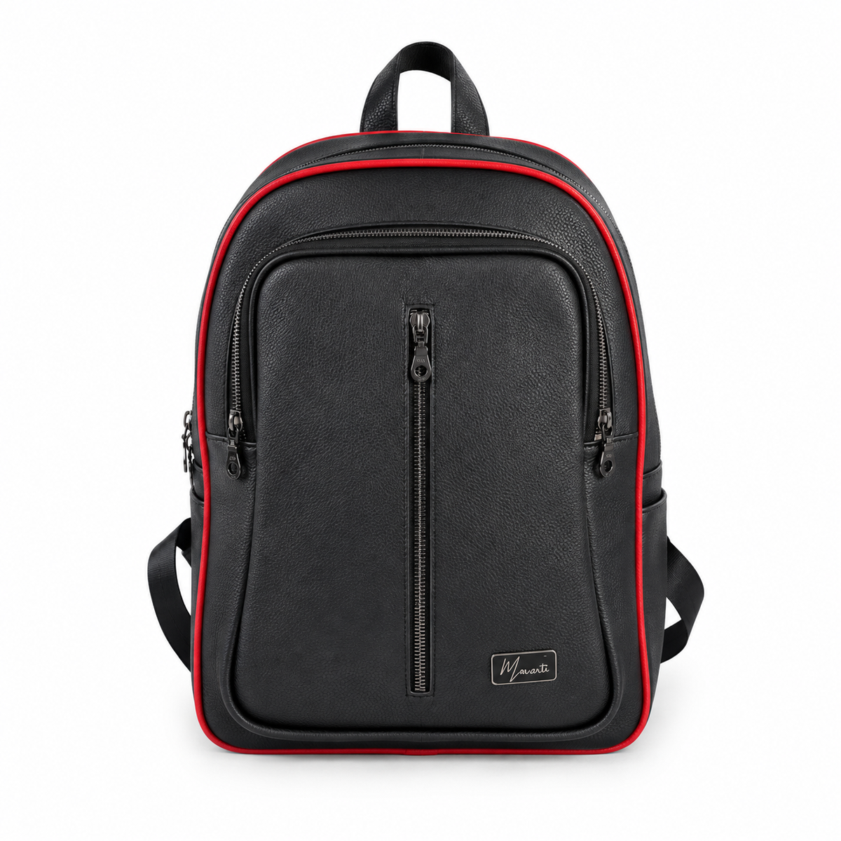 Back pack Mod. Tokio Mochila clasica cuero (Flother Negro / Rojo)
