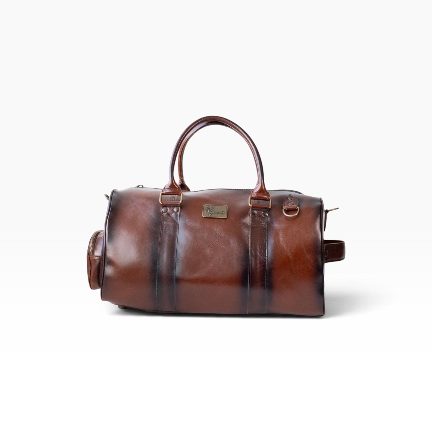 Maleta Piel Genuina con Gps mod. New York Jr. Duffle pull Roble Plus