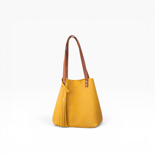 Bolso Tote Cuero Praga Plus+ Crazy miel  Doble Vista  + 💄Cosmetiquera 👝 Gratis!!
