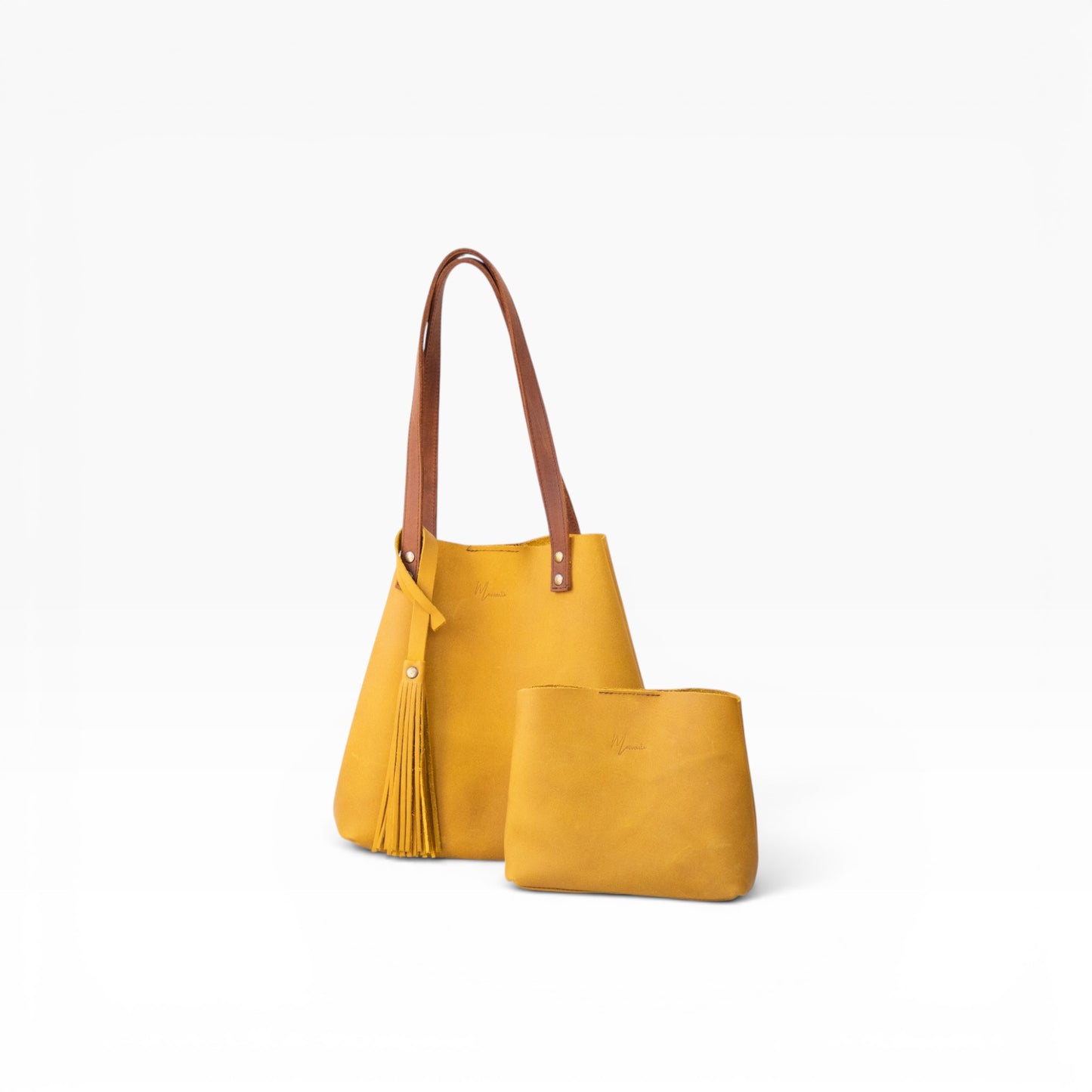 Bolso Tote Cuero Praga Plus+ Crazy miel  Doble Vista  + 💄Cosmetiquera 👝 Gratis!!