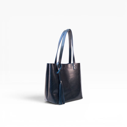 Bolsa Dama Tote 100% Piel Mod. Praga *Pull up Negro*  + 💄Cosmetiquera 👝 Gratis!!