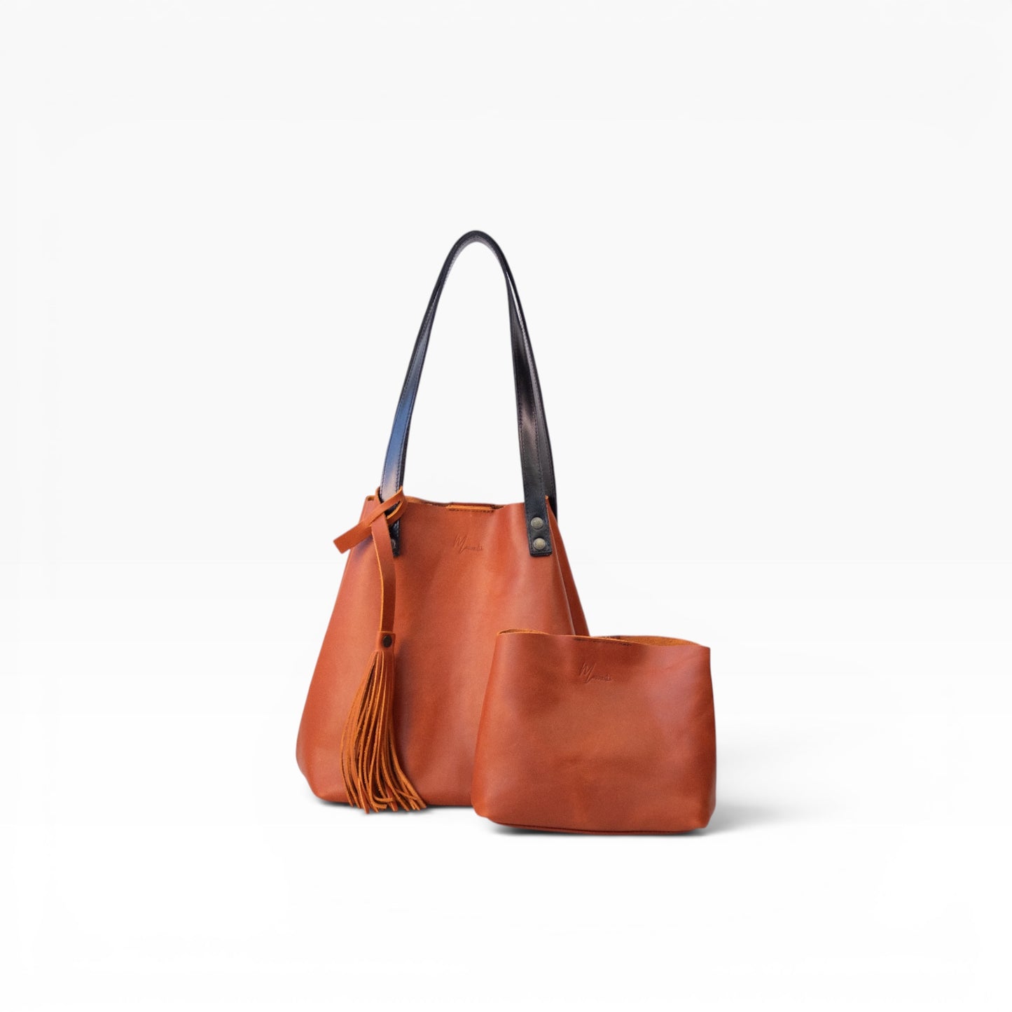 Bolso Tote Cuero Praga Plus+ Crazy naranja   Doble Vista + 💄Cosmetiquera 👝 Gratis!!