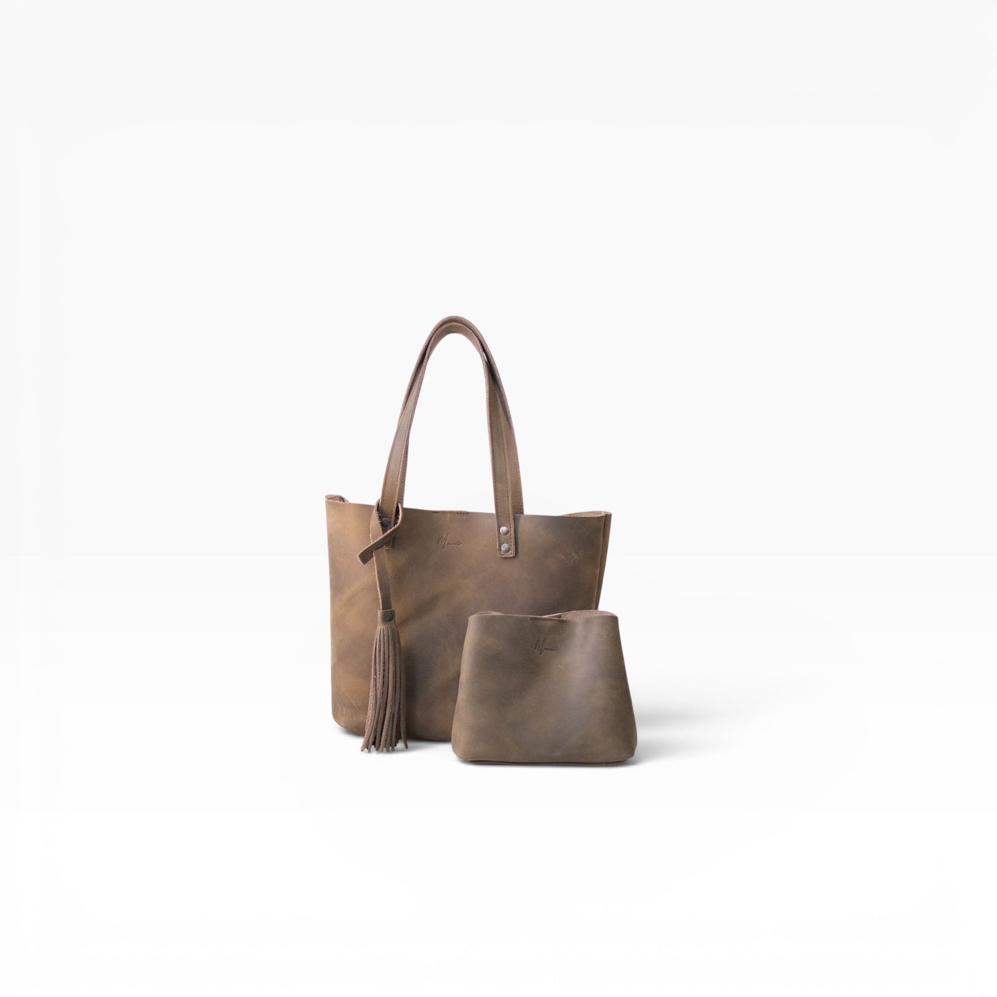 Bolsa Dama Tote 100% Piel Mod. Praga *Crazy Café* + 💄Cosmetiquera 👝 Gratis!!