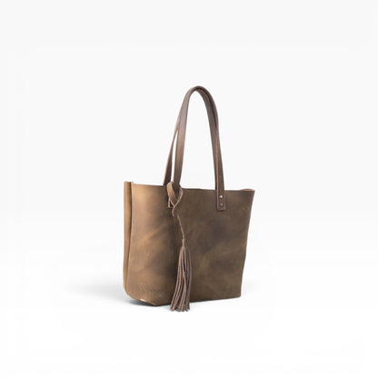 Bolsa Dama Tote 100% Piel Mod. Praga *Crazy Café* + 💄Cosmetiquera 👝 Gratis!!