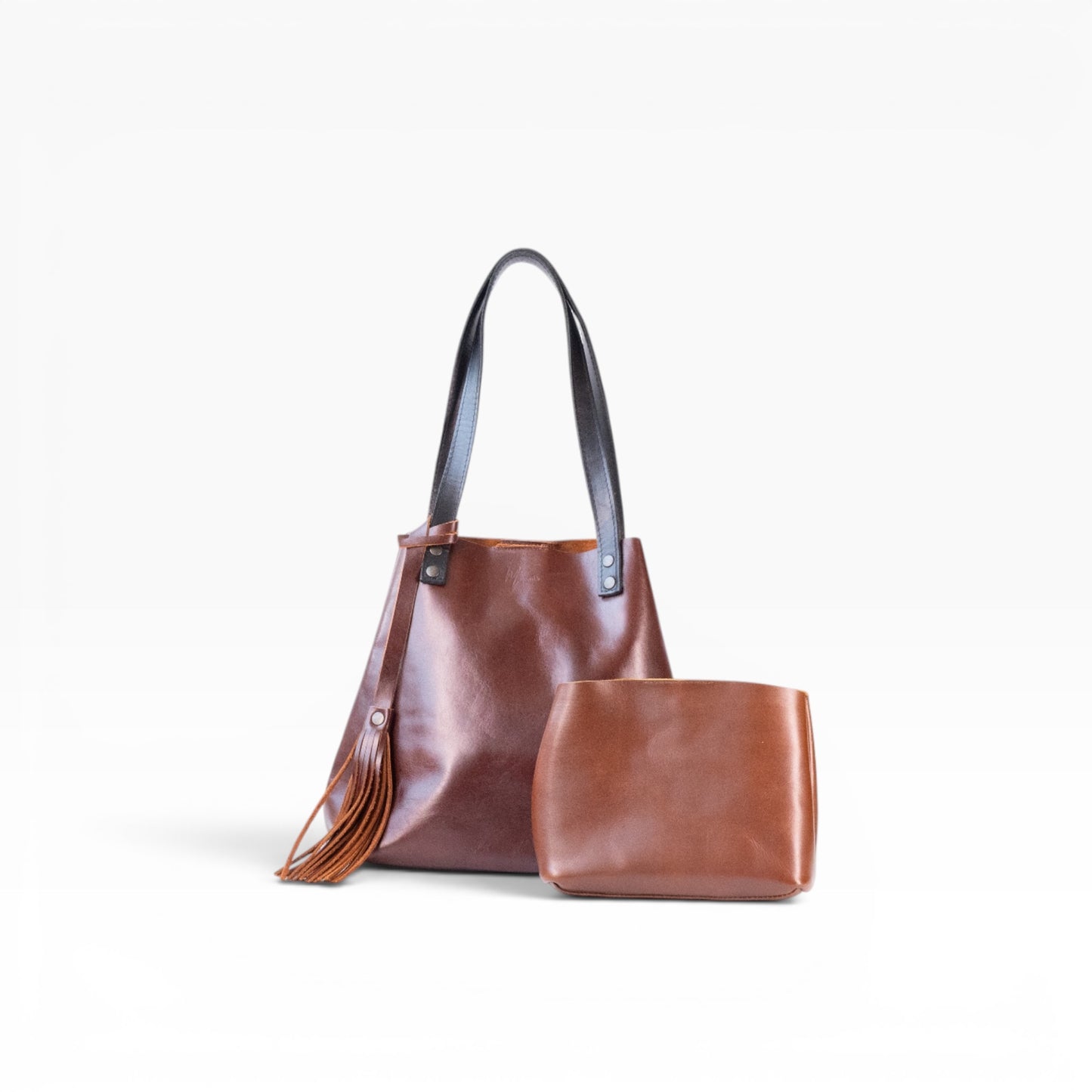 Bolsa Dama Tote 100% Piel Mod. Praga+plus  Con Cosmetiquera cosmopolitan  (pull Roble )
