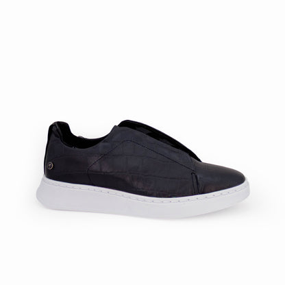 Tenis sneakers piel genuina mod 51003 Cocodrilo Grabado Negro