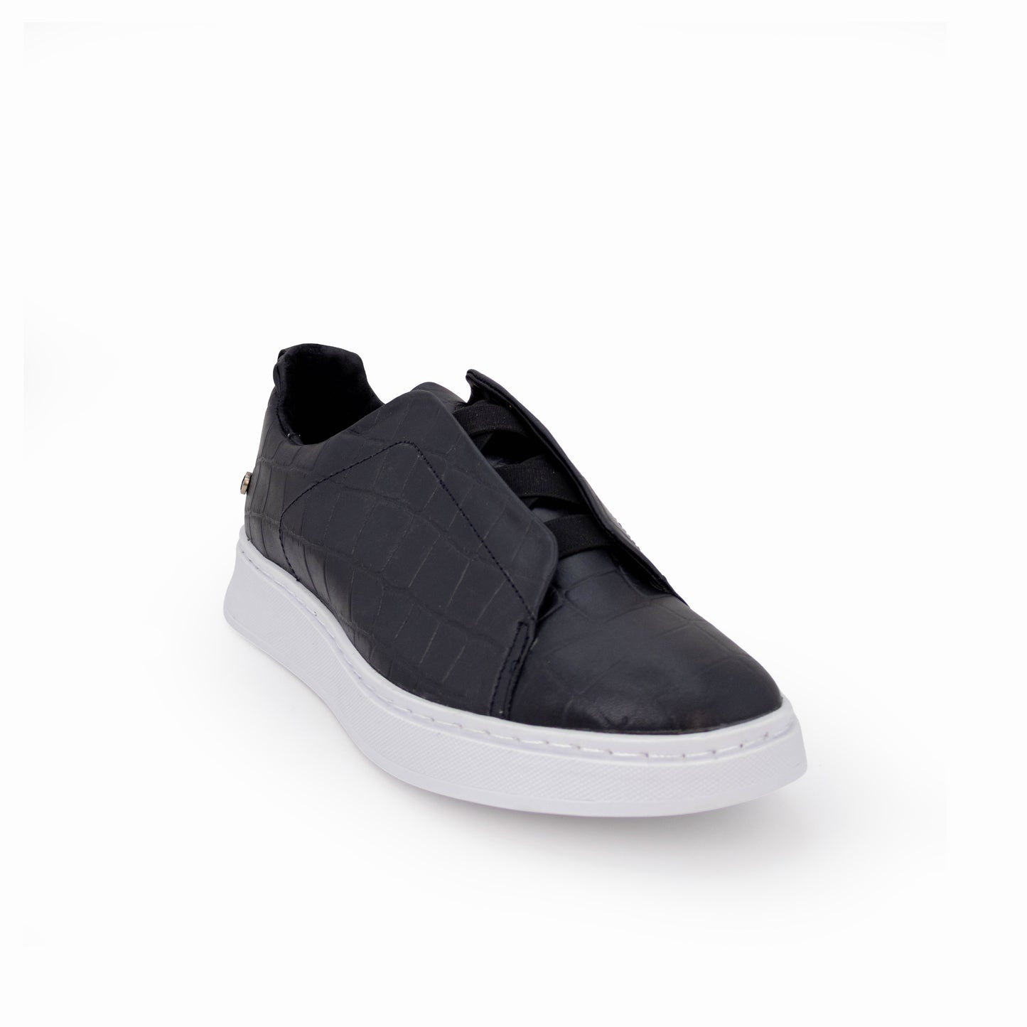 Tenis sneakers piel genuina mod 51003 Cocodrilo Grabado Negro
