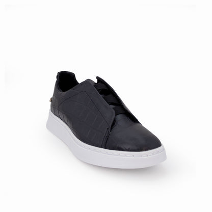Tenis sneakers piel genuina mod 51003 Cocodrilo Grabado Negro