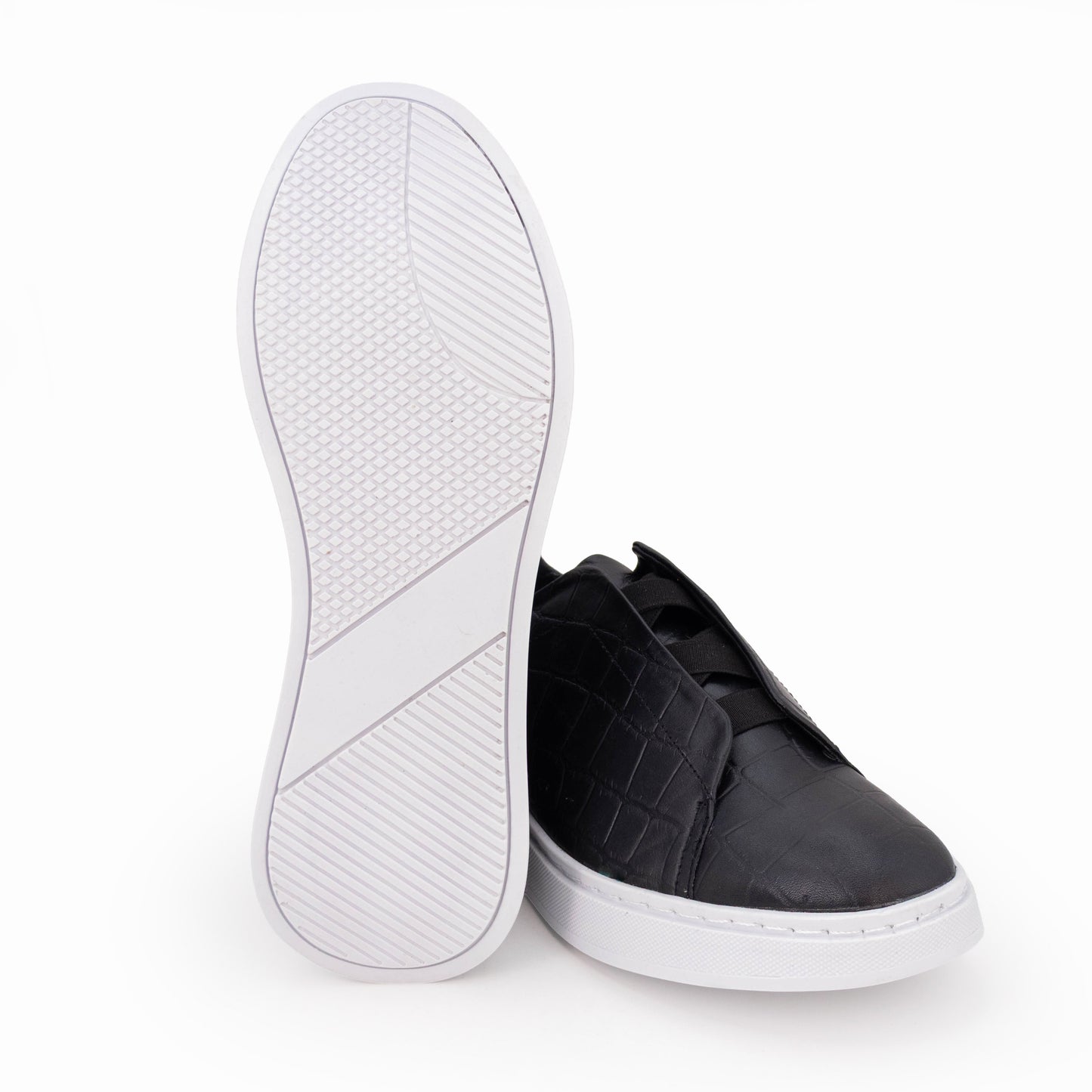 Tenis sneakers piel genuina mod 51003 Cocodrilo Grabado Negro