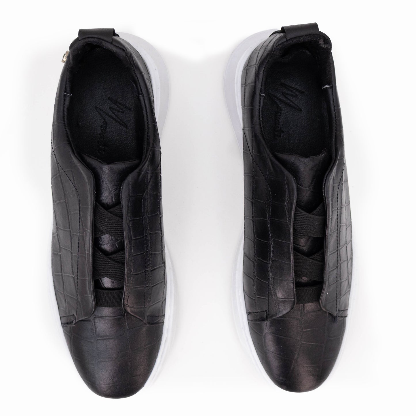 Tenis sneakers piel genuina mod 51003 Cocodrilo Grabado Negro