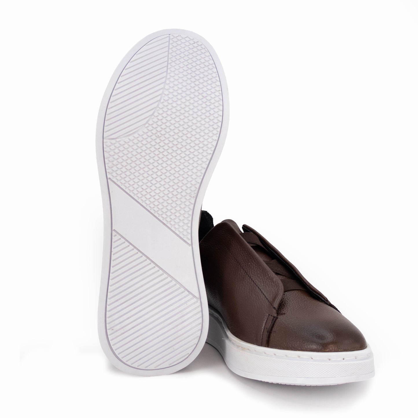 Tenis sneakers piel genuina slip on mod 51003 Café