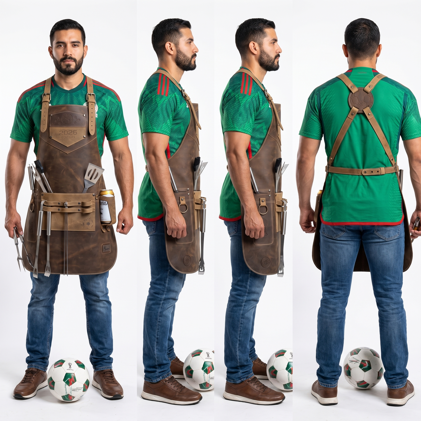 Mandil Mundial 2026 Piel Genuina Edición Limitada +Porta vasos Mundialista y kit parrillero Gratis