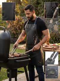 Mandil Parrillero de Cuero Mosvarti Tomahawk + Porta vasos Gratis!!