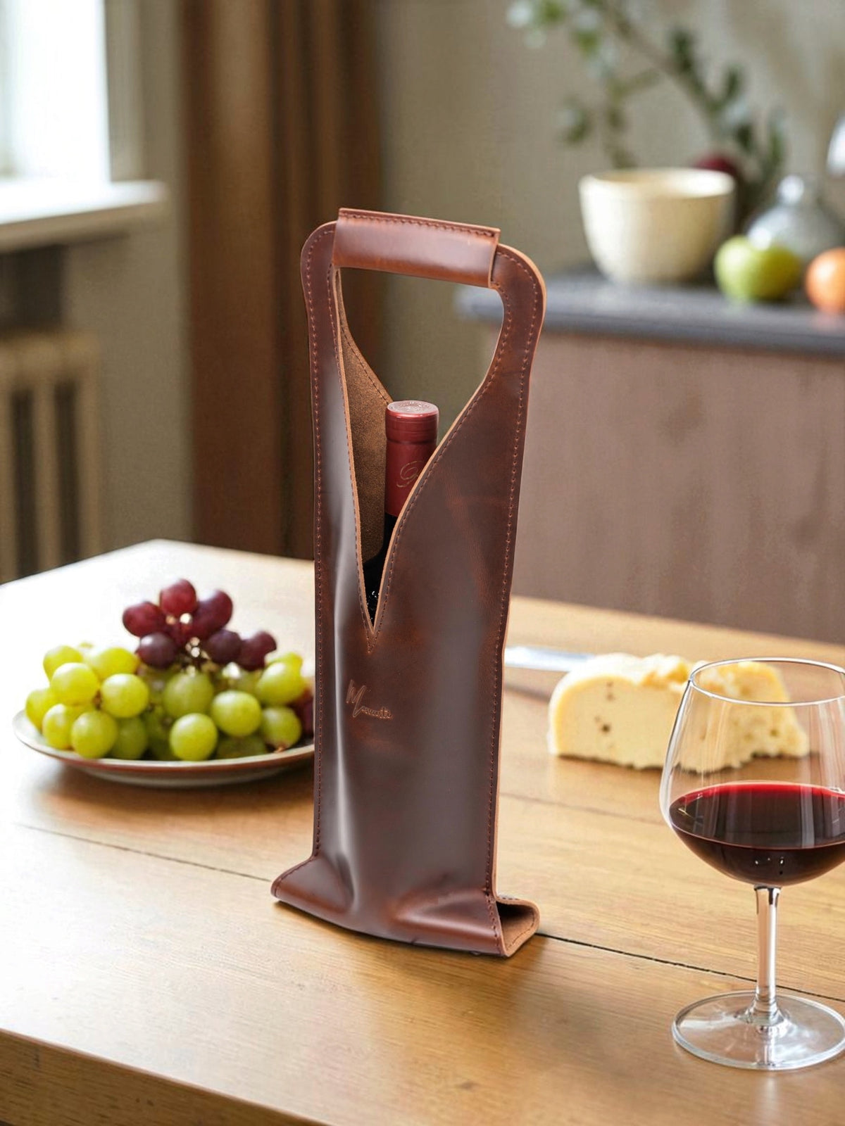 Bolsa de vino de cuero Porta botella piel 100% Mod. Merlot - mosvartimxBolsa de vino de cuero Porta botella piel 100% Mod. Merlot