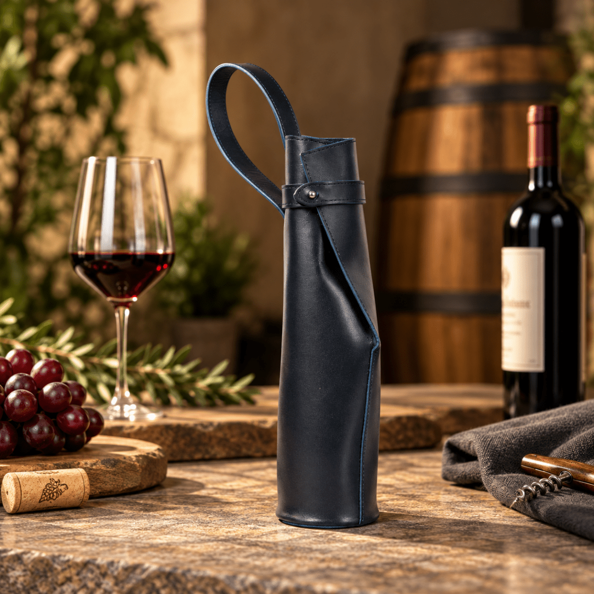 Bolsa de vino de cuero Porta botella piel 100% Mod. Cataluña - MosvartiBolsa de vino de cuero Porta botella piel 100% Mod. Cataluña