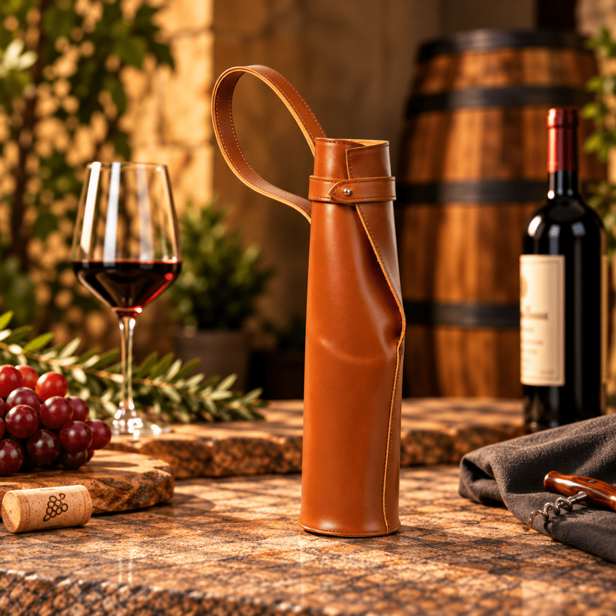 Bolsa de vino de cuero Porta botella piel 100% Mod. Cataluña - MosvartiBolsa de vino de cuero Porta botella piel 100% Mod. Cataluña