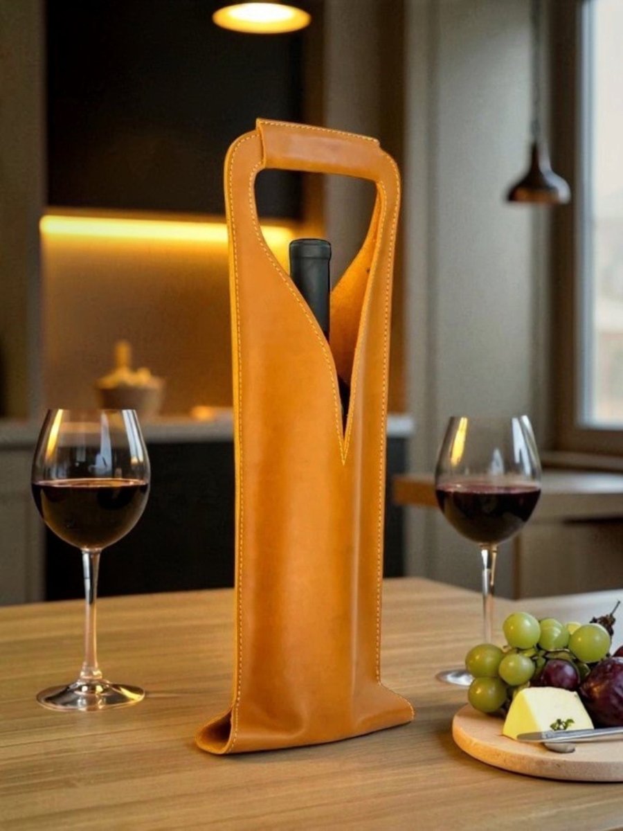 Bolsa de vino de cuero Porta botella piel 100% Mod. Merlot - MosvartiBolsa de vino de cuero Porta botella piel 100% Mod. Merlot