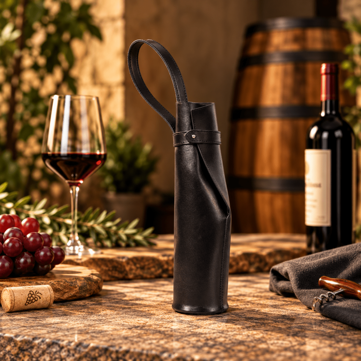 Bolsa de vino de cuero Porta botella piel 100% Mod. Cataluña - MosvartiBolsa de vino de cuero Porta botella piel 100% Mod. Cataluña