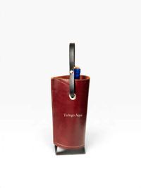 Bolsa de vino de cuero Porta botella piel 100% Mod. (Oporto) pull  shedron