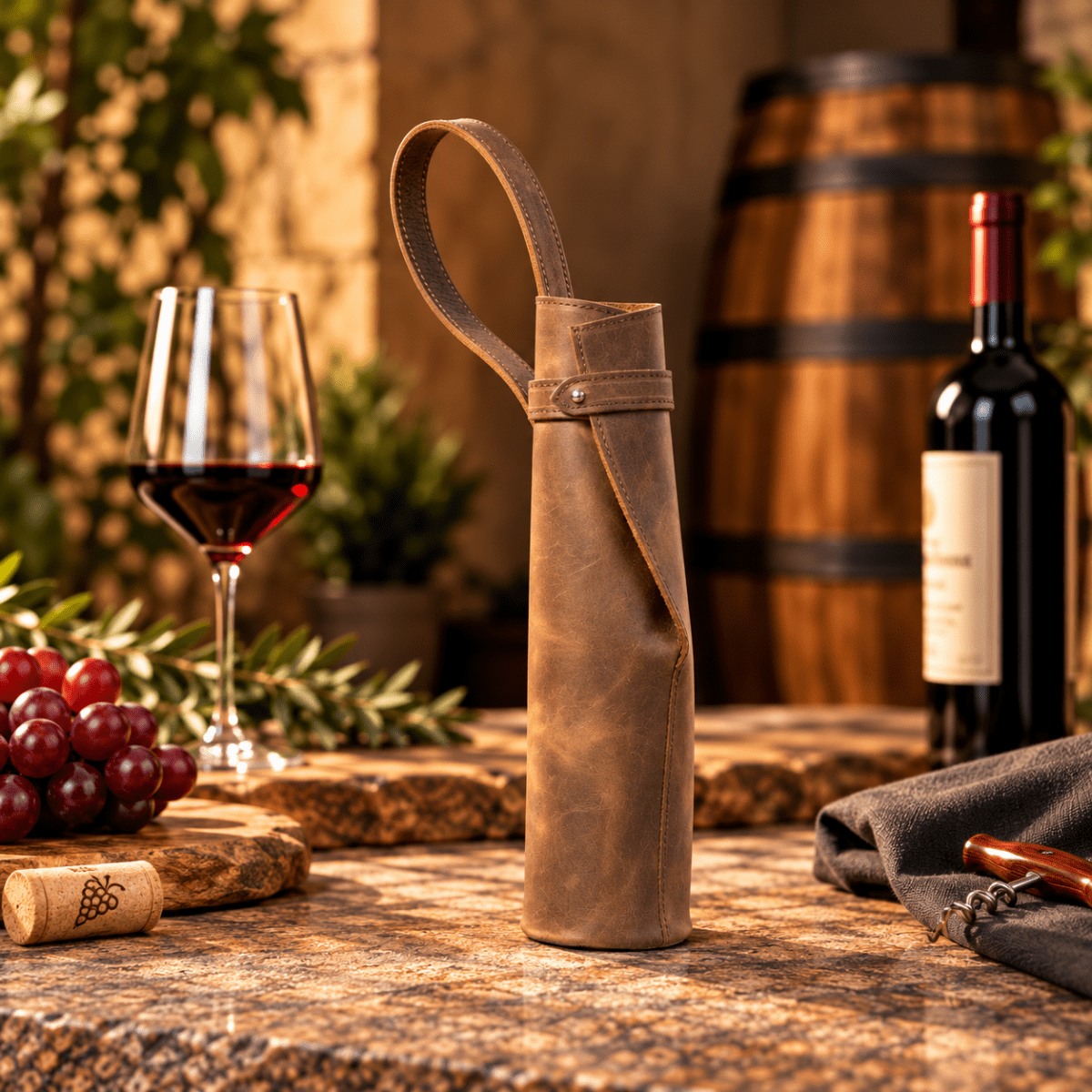 Bolsa de vino de cuero Porta botella piel 100% Mod. Cataluña - MosvartiBolsa de vino de cuero Porta botella piel 100% Mod. Cataluña