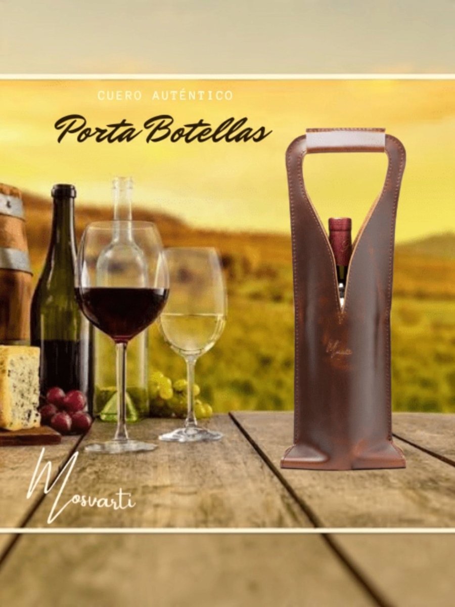 Bolsa de vino de cuero Porta botella piel 100% Mod. Merlot - MosvartiBolsa de vino de cuero Porta botella piel 100% Mod. Merlot