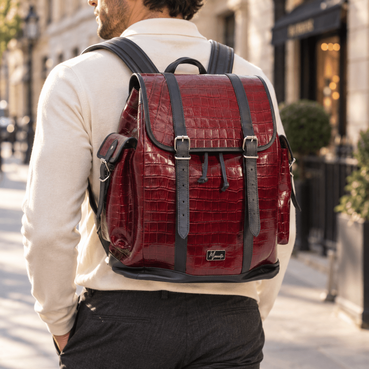 Backpack Mod Catar Full Croco Vino /negro *jumbo* - mosvartimxBackpack Mod Catar Full Croco Vino /negro *jumbo*