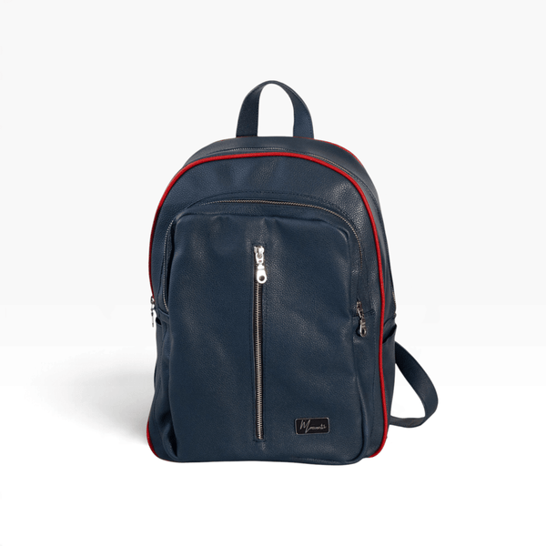 Back pack Mod. Tokio Mochila clasica cuero (Flother Azul / Rojo)