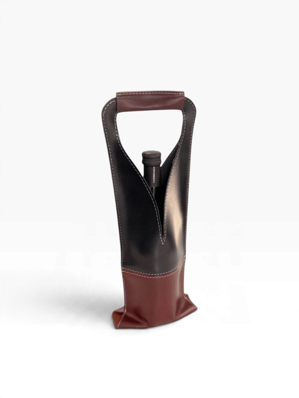 Porta botella piel doble vista (Merlot)