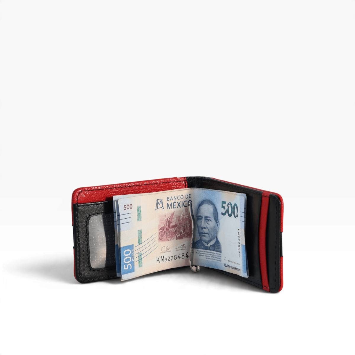 Tarjetero para caballero con Clip para Billetes Rojo/Negro - mosvartimxTarjetero para caballero con Clip para Billetes Rojo/Negro