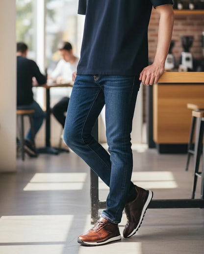 Sneakers casual cuero mod 9100 -Roble