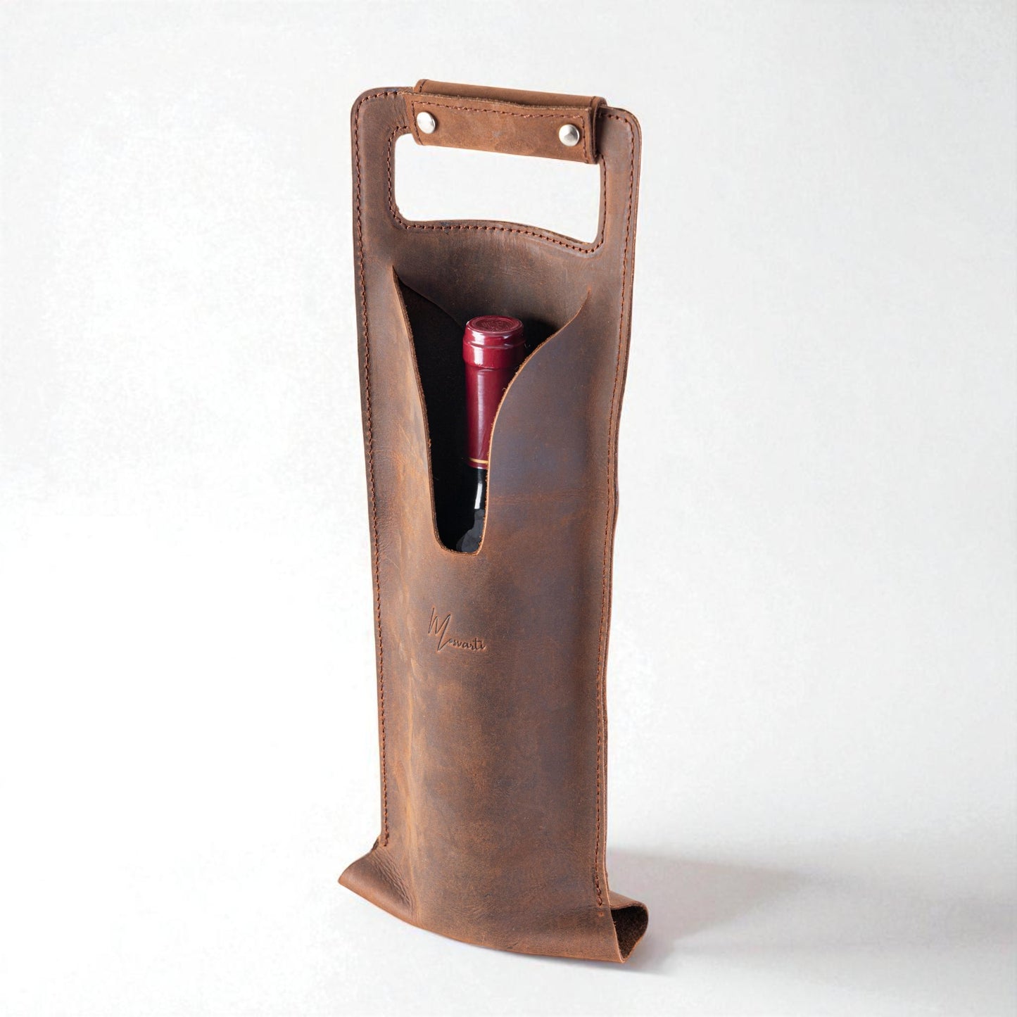 Bolsa de vino de cuero Porta botella piel 100% Mod. (Cabernet) Crazy Café