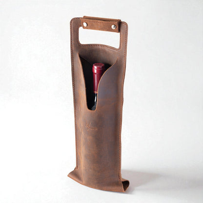 Bolsa de vino de cuero Porta botella piel 100% Mod. (Cabernet) Crazy Café