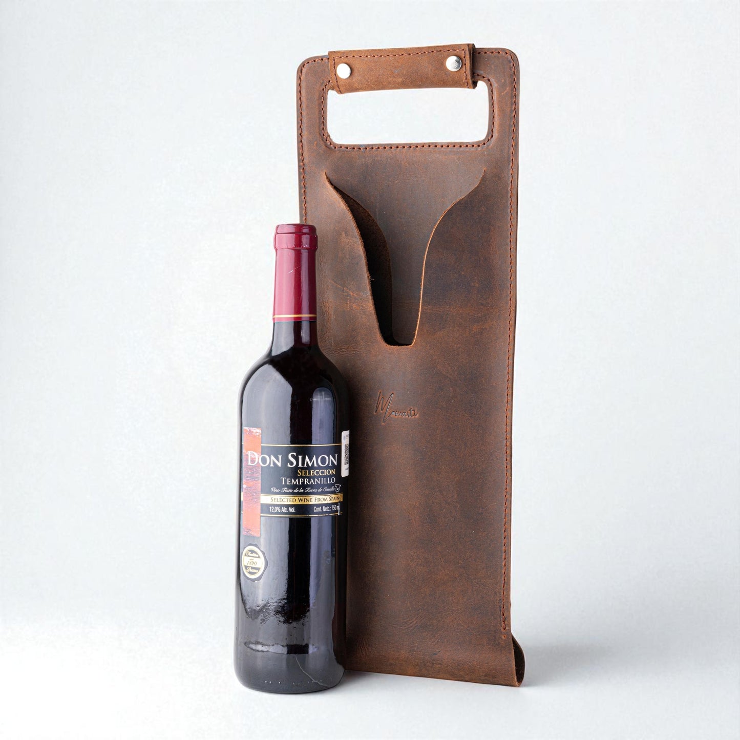 Bolsa de vino de cuero Porta botella piel 100% Mod. (Cabernet) Crazy Café