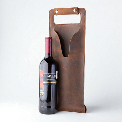 Bolsa de vino de cuero Porta botella piel 100% Mod. (Cabernet) Crazy Café