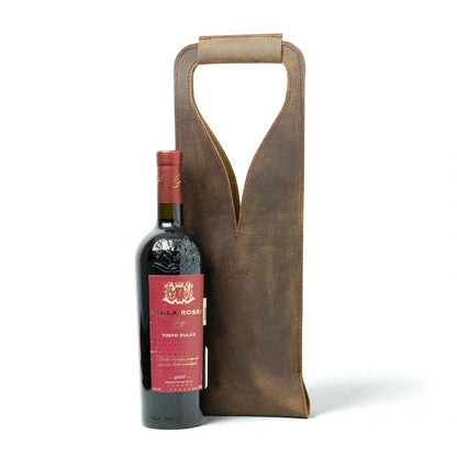 Bolsa de vino de cuero Porta botella piel 100% Mod. (Merlot) Crazy Tang