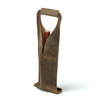 Bolsa de vino de cuero Porta botella piel 100% Mod. (Merlot) Crazy Tang