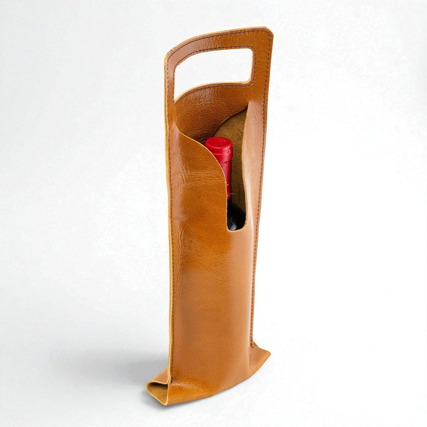 Bolsa de vino de cuero Porta botella piel 100% Mod. (Cabernet) PULL MIEL