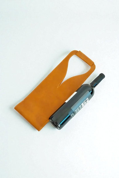 Bolsa de vino de cuero Porta botella piel 100% Mod. (Merlot) Pull up Miel