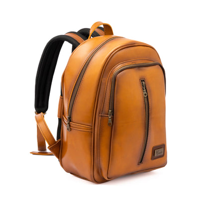 MOSVARTI Back pack Mod. Tokio Mochila clasica cuero ( PULL UP MIEL)