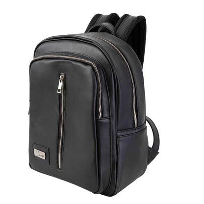 MOSVARTI Back pack Mod. Tokio Mochila clasica cuero ( PULL UP Negro)