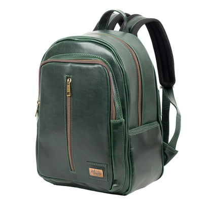 MOSVARTI Back pack Mod. Tokio Mochila clasica cuero ( Pull Verde)