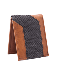 Cartera caballero Leather exotic Genuine Mod. Safari pit0n Negro /Café