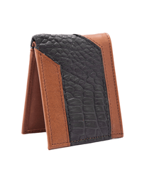 Cartera caballero Leather exotic Genuine Mod. Zafari Cafe/Cocodrilo Negro