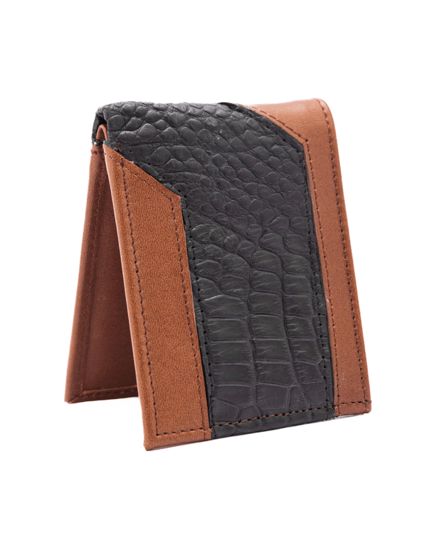 Cartera caballero Leather exotic Genuine Mod. Zafari Cafe/Cocodrilo Negro