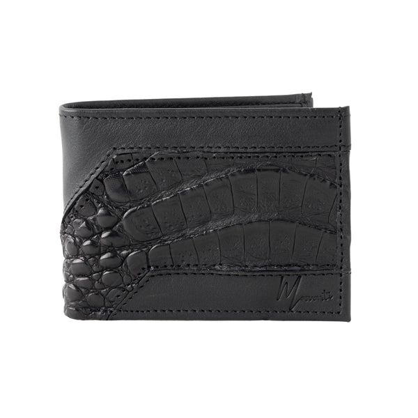 Cartera caballero Leather exotic Genuine Mod. Zafari Negro/Cocodrilo