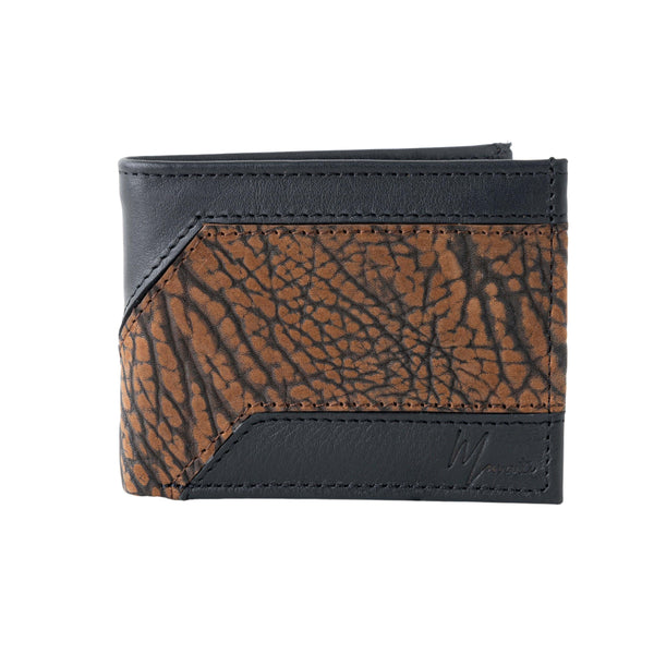 Cartera caballero Leather exotic Genuine Mod. Zafari NEGRO/CUELLO DE TORO CAFÉ
