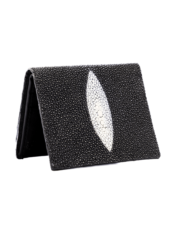 Cartera vertical de cuero con piel exótica y tecnología RFID Mod Azteca (Mantarraya )