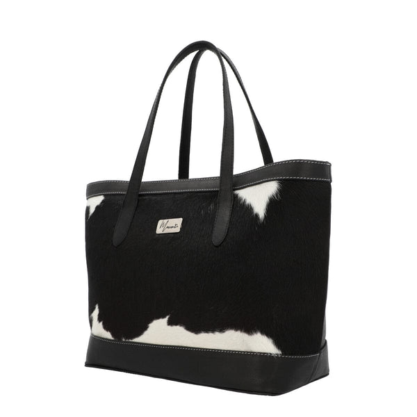 Bolsa Dama Bovino Elegante y Moderna Mod. Madisson (Negro/Blanco)