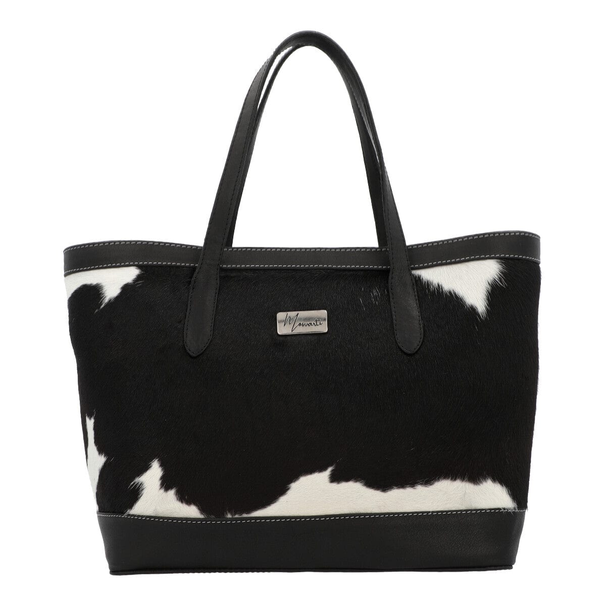 MOSVARTI Bolsa Dama Bovino Elegante y Moderna Mod. Madisson (Negro/Blanco)