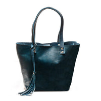 Bolsa Dama Tote 100% Piel Mod. Praga *Pull Azul*  + 💄Cosmetiquera 👝 Gratis!!
